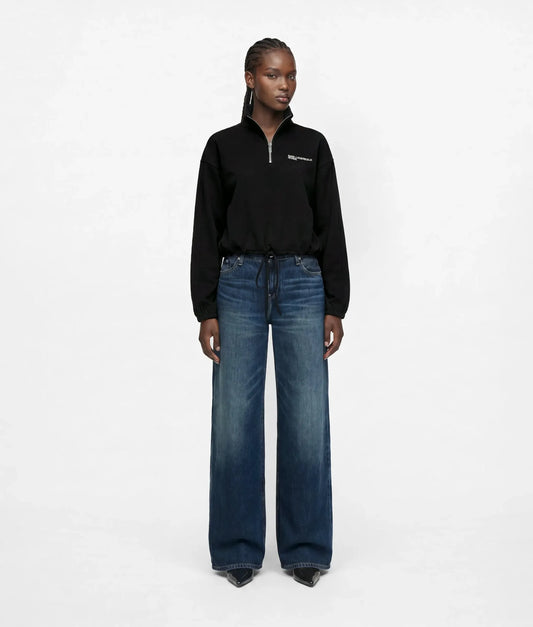 Washed low-rise wide-leg jeans