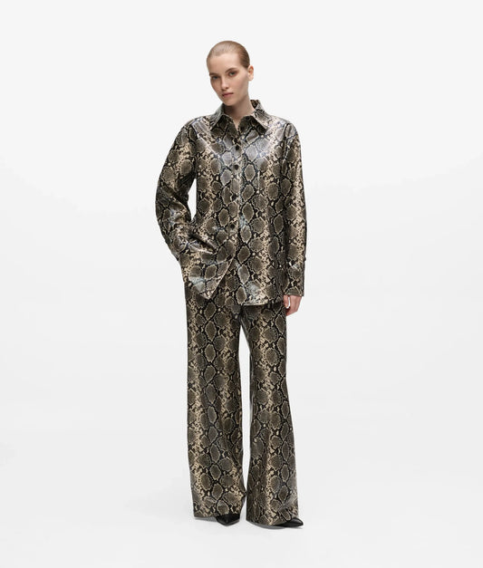Faux-python flared pants