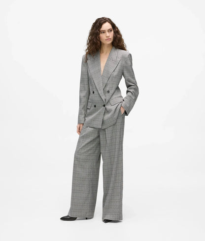 Wide-leg checked pants