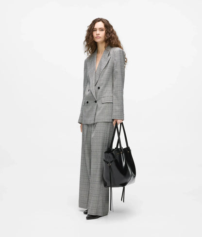 Wide-leg checked pants