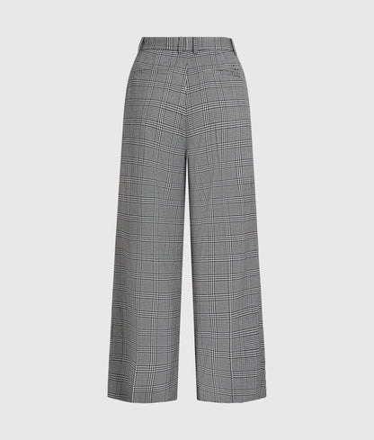 Wide-leg checked pants