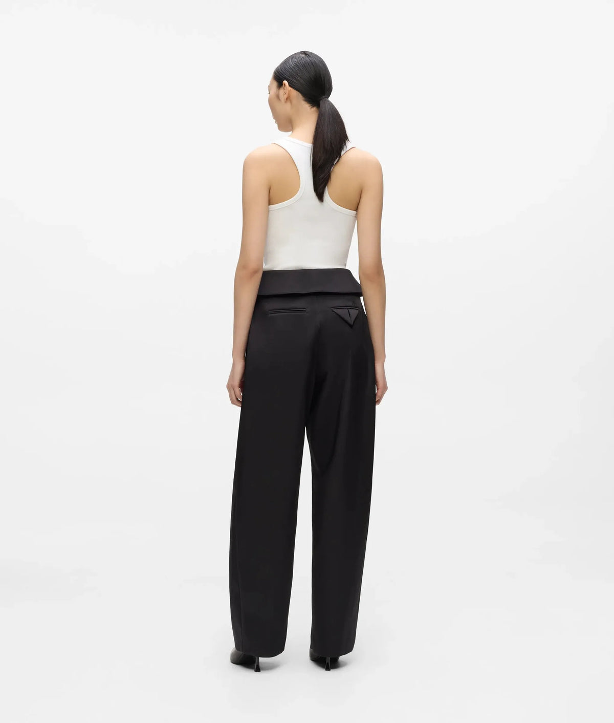 KL Studio satin barrel-leg pants