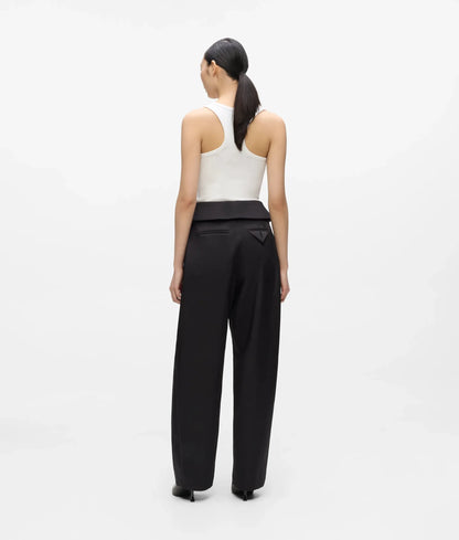 KL Studio satin barrel-leg pants