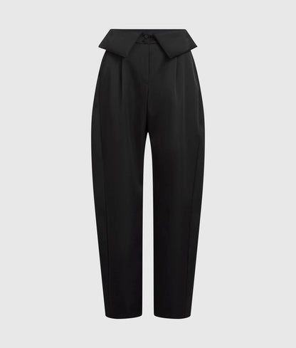 KL Studio satin barrel-leg pants