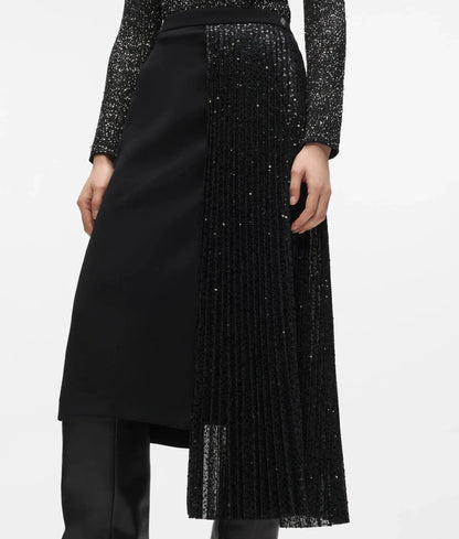 Asymmetric sequin skirt