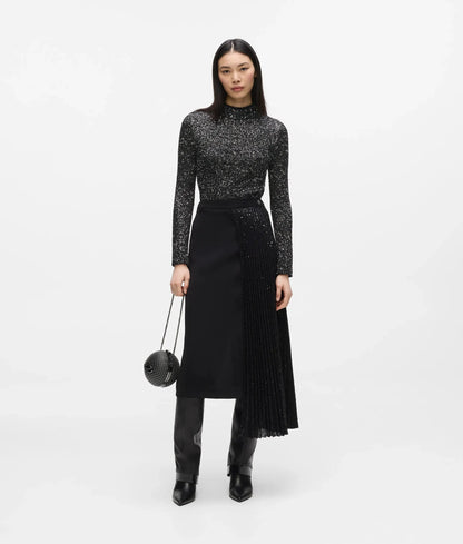 Asymmetric sequin skirt