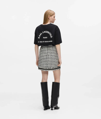 Houndstooth bouclé mini skirt