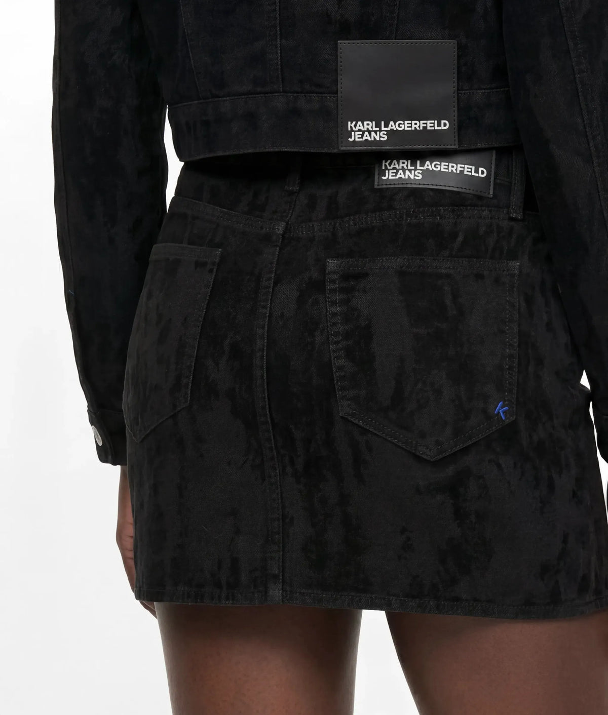 Velvet denim mini skirt