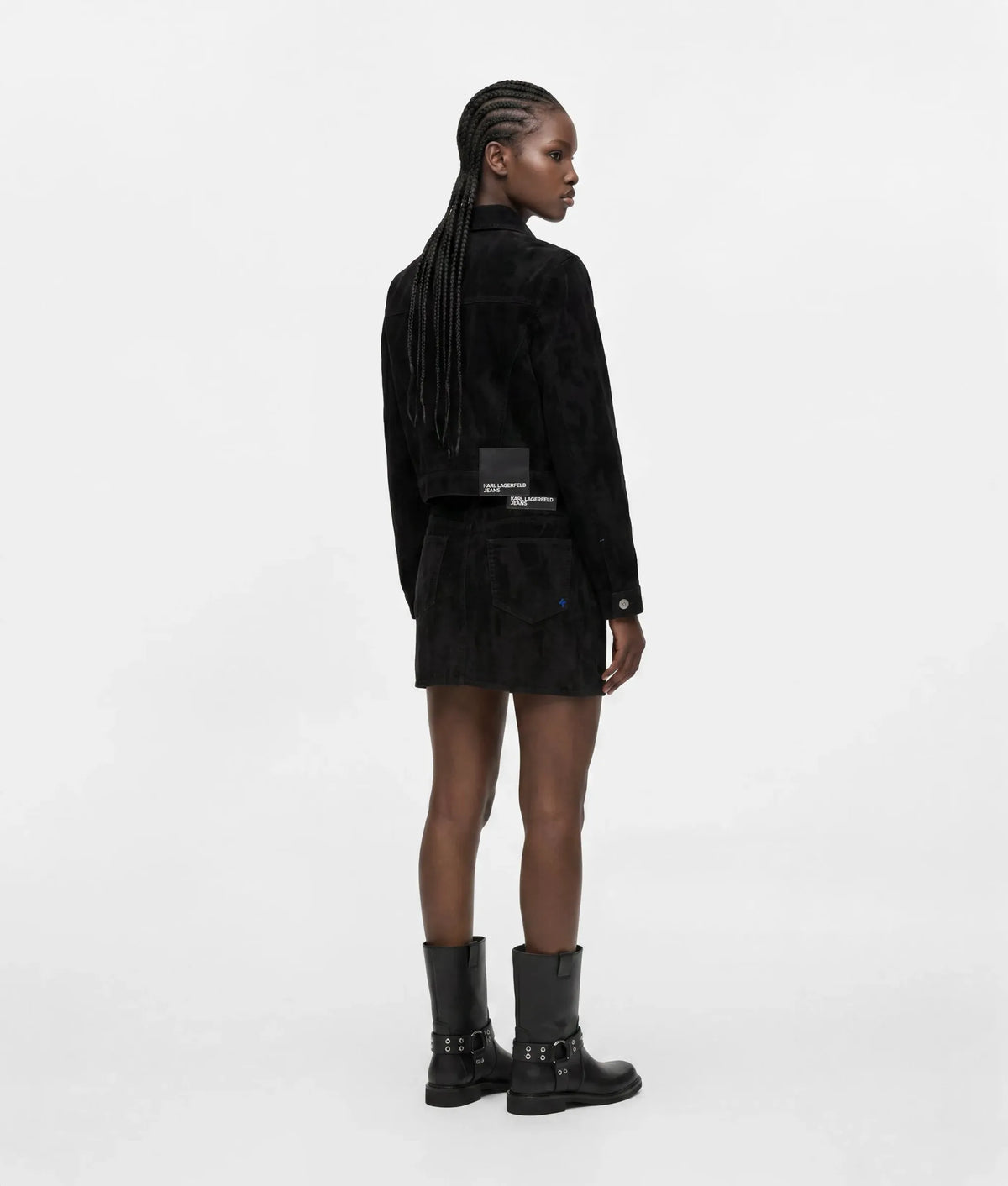 Velvet denim mini skirt