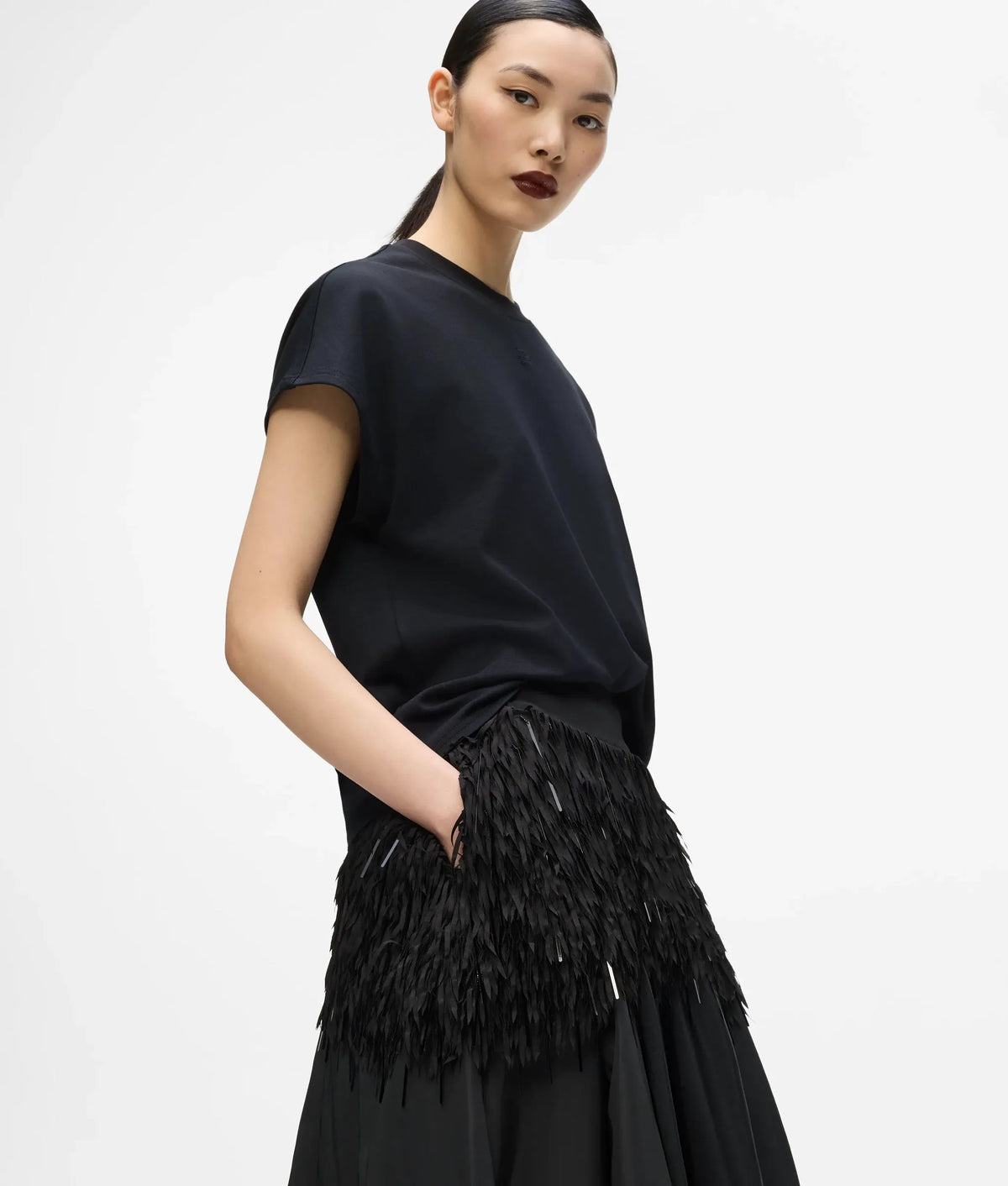 KL Studio fringe detail maxi skirt