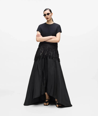 KL Studio fringe detail maxi skirt