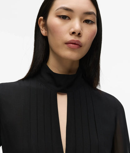 Pleated, long-sleeved jumpsuit