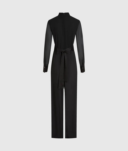 Pleated, long-sleeved jumpsuit
