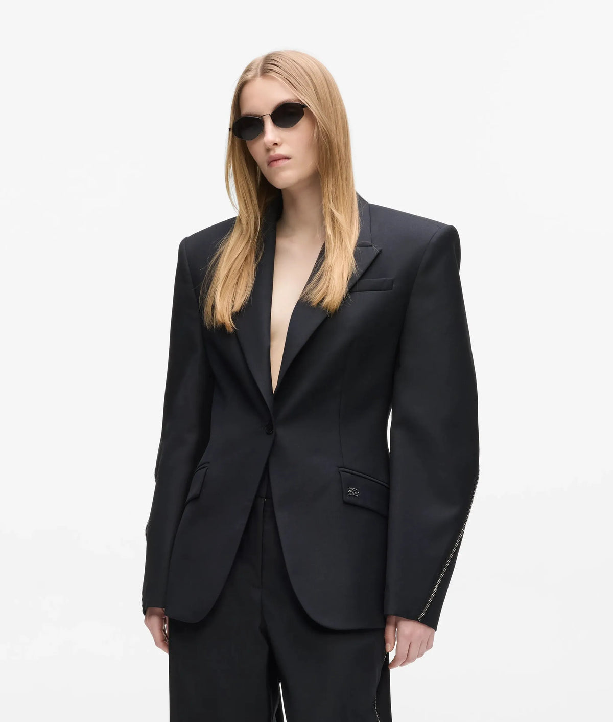 Zip detail tailored blazer