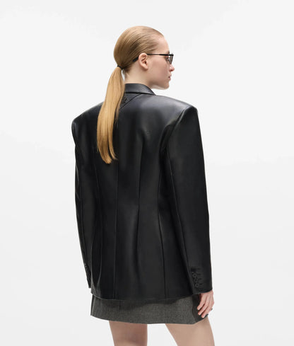 Oversized faux-leather blazer