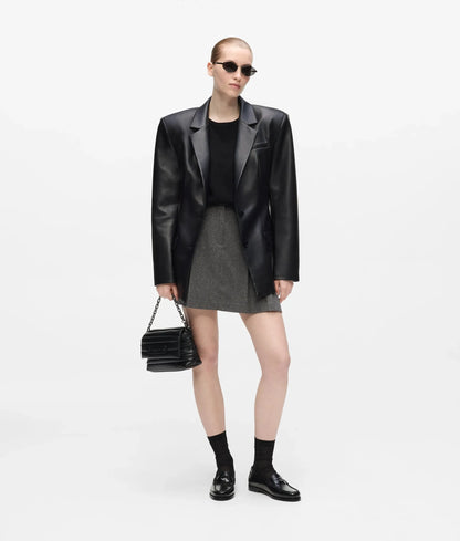 Oversized faux-leather blazer