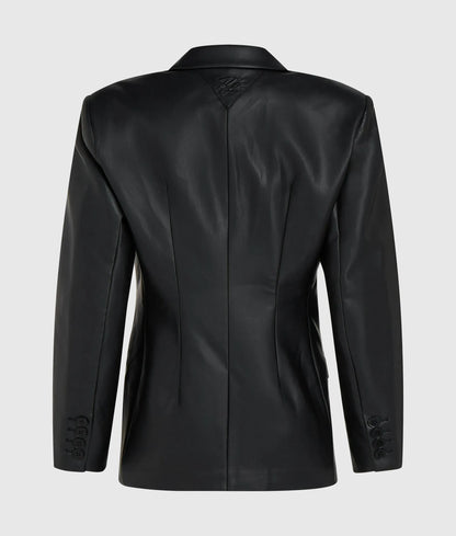 Oversized faux-leather blazer