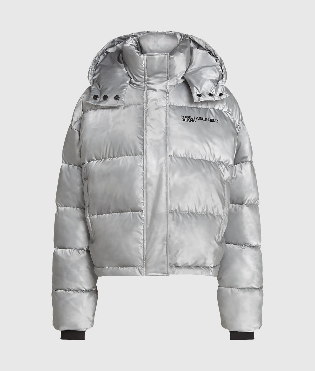 Cropped shiny puffer jacket