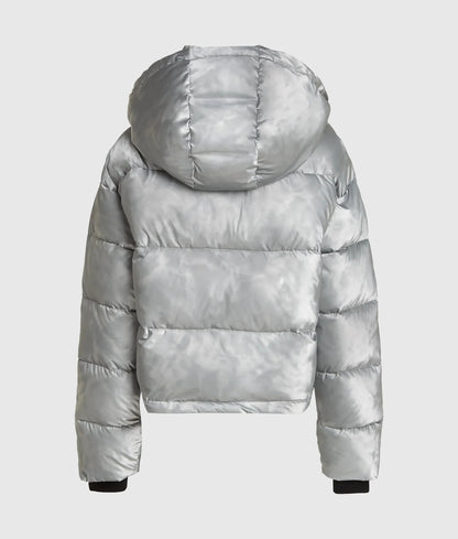 Cropped shiny puffer jacket
