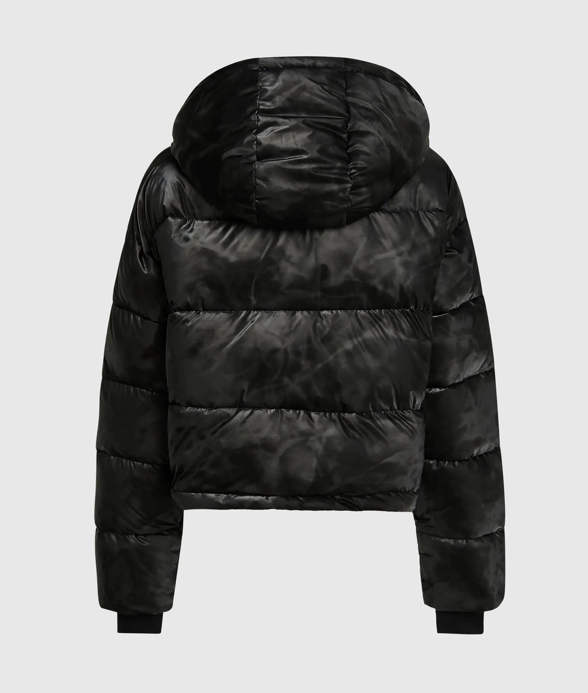 Cropped shiny puffer jacket
