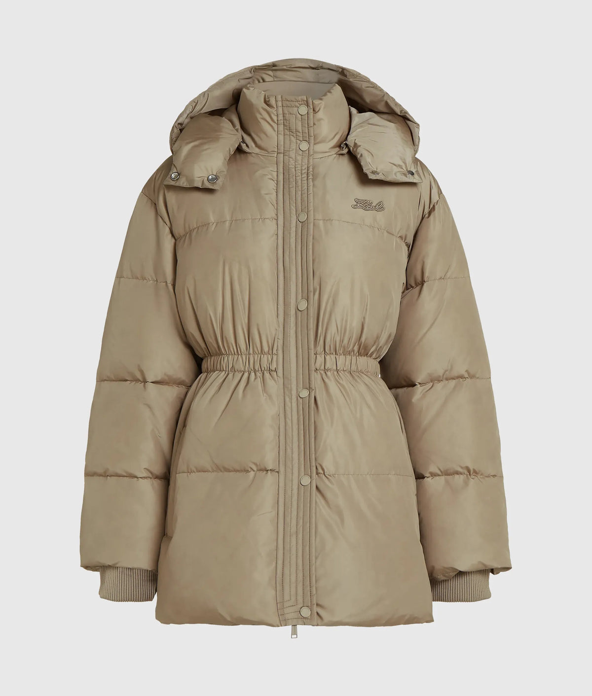 Cinched midi puffer jacket