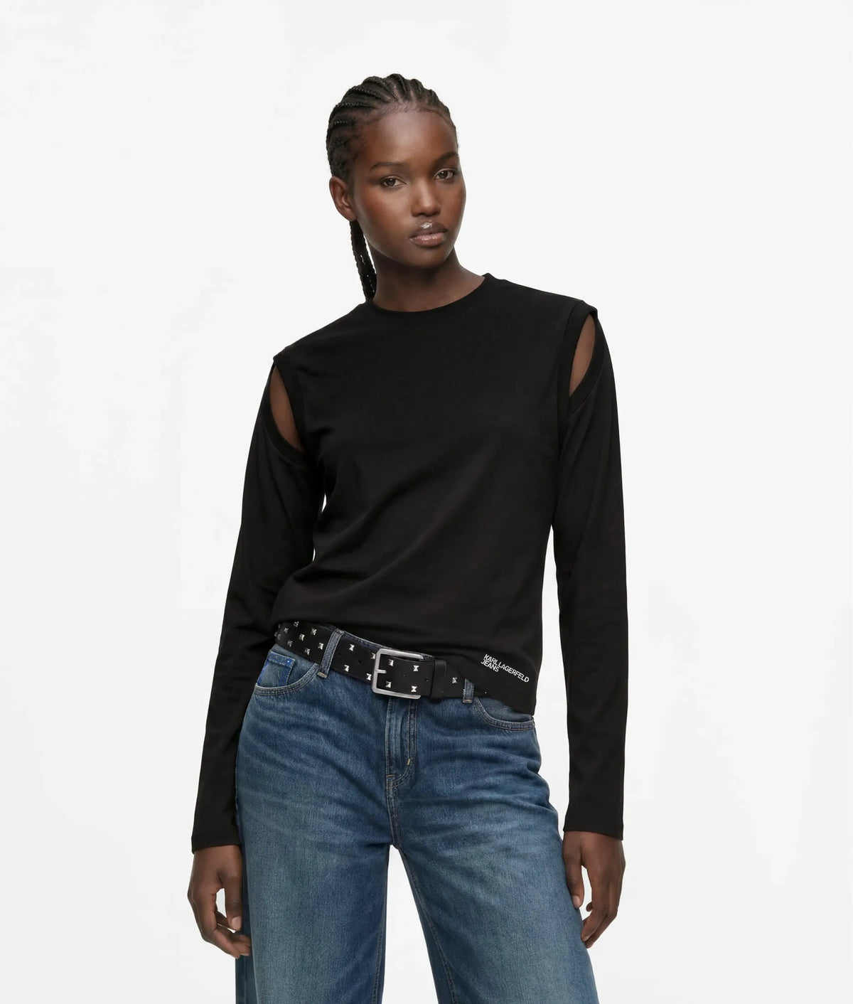 Cut-out long-sleeved top