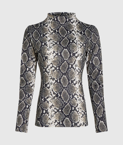 Mock neck long-sleeved top