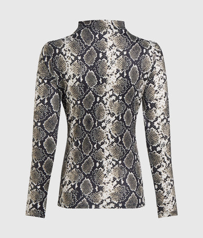 Mock neck long-sleeved top