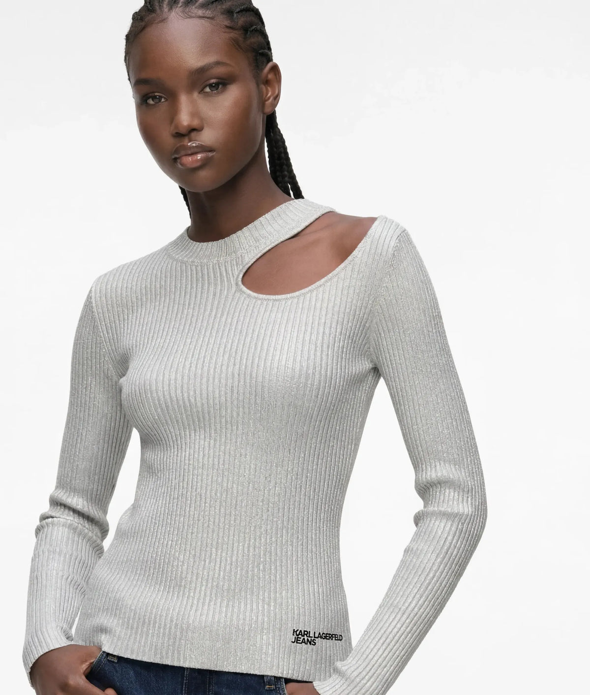 Metallic coated sweater