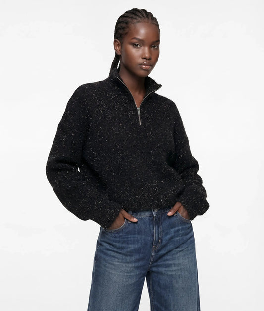Fluffy half-zip sweater