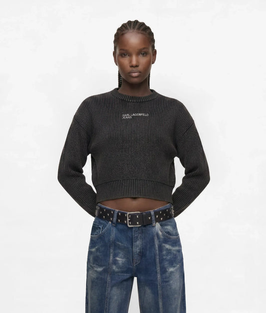 Washed rib-knit sweater