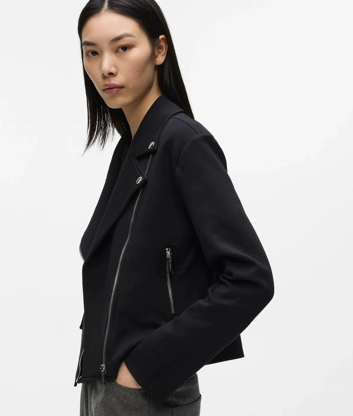 Zip-up biker sweatshirt