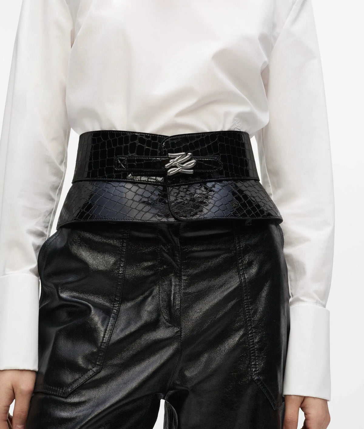 K/Autograph croco corset belt