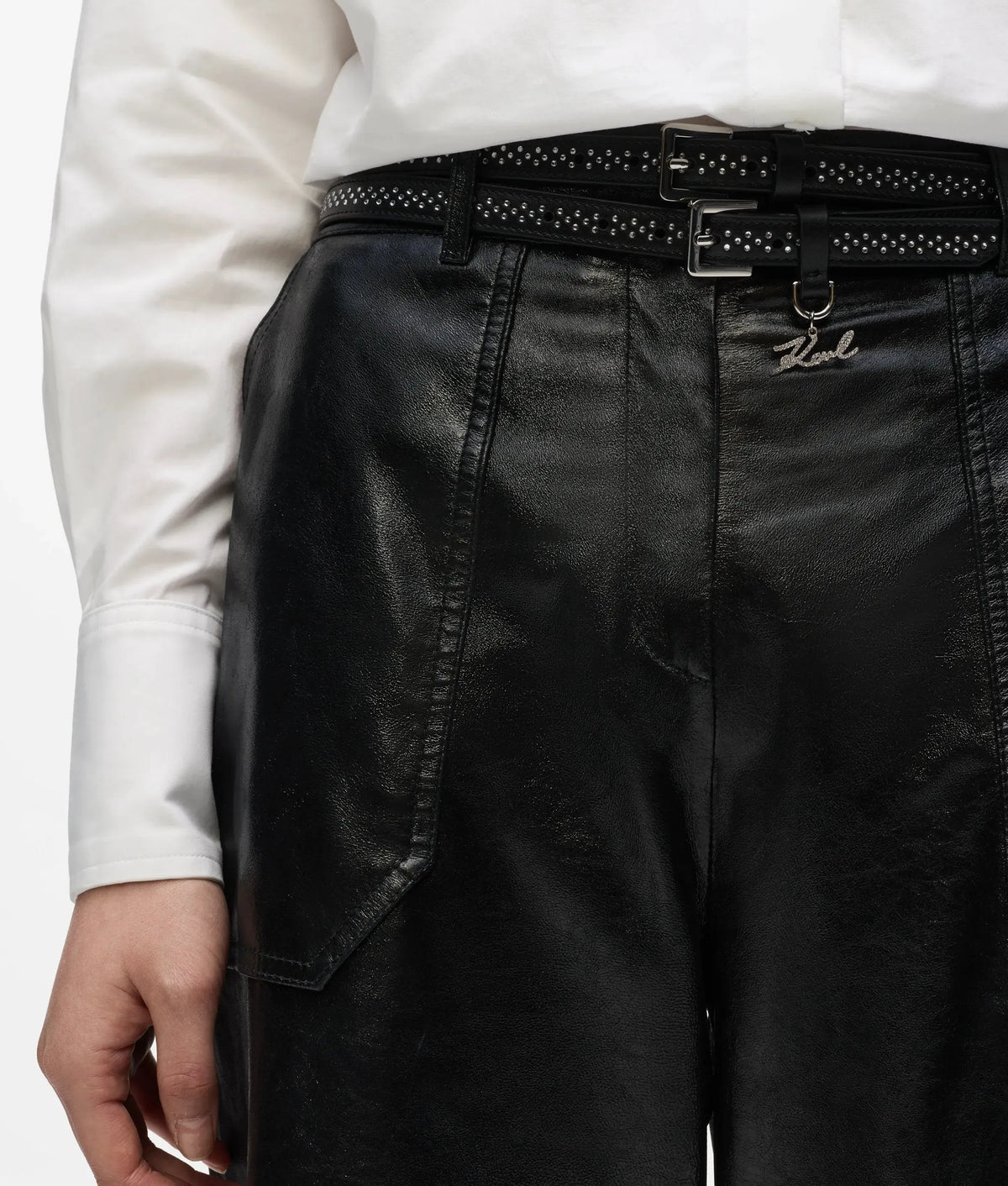 K/Signature rhinestone double belt