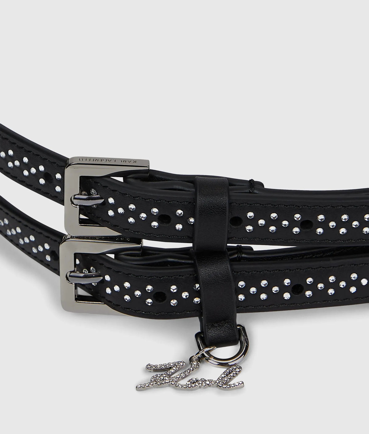 K/Signature rhinestone double belt