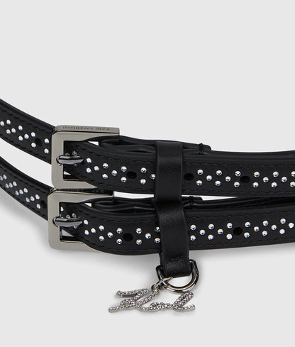 K/Signature rhinestone double belt