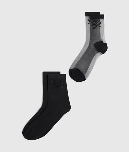 Autograph mesh and rhinestone socks - 2-pack