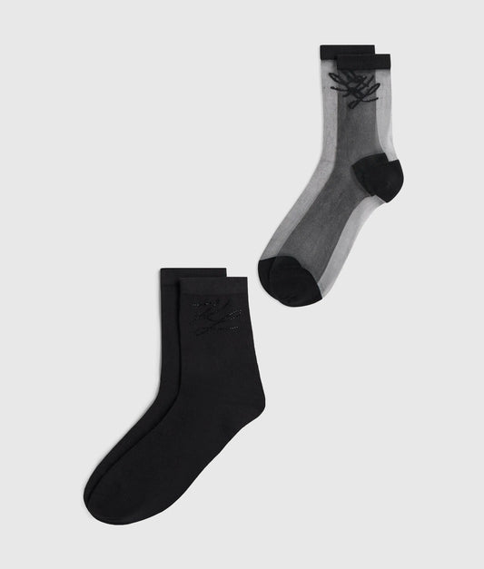Autograph mesh and rhinestone socks - 2-pack