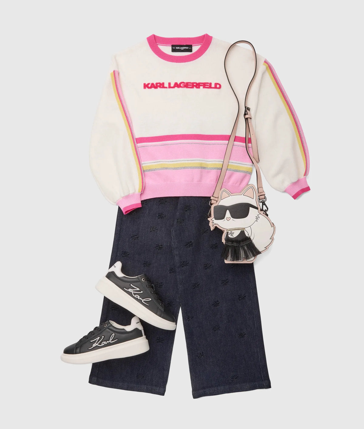 Girls logo striped sweater
