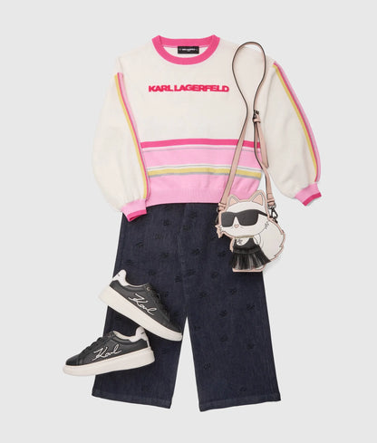 Girls logo striped sweater