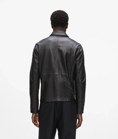Zip-up leather jacket