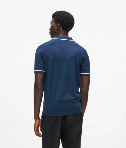 Contrast piping knit polo shirt
