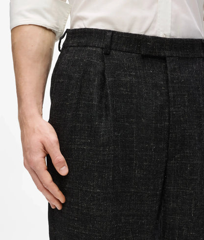 Double-pleated suit pants