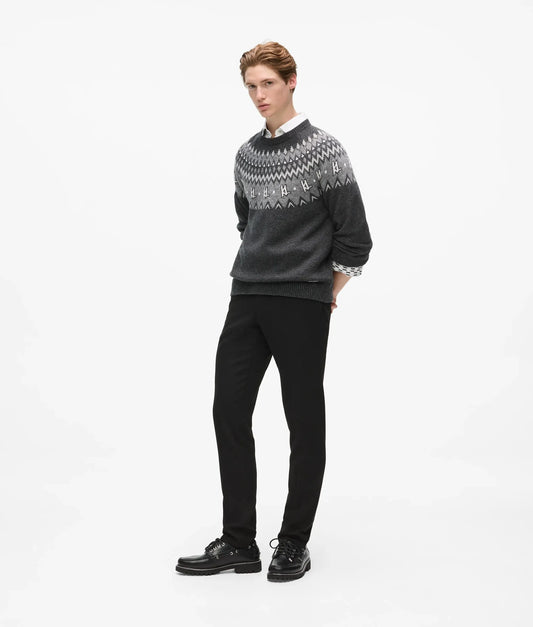 Slim-fit faux-leather trim suit pants
