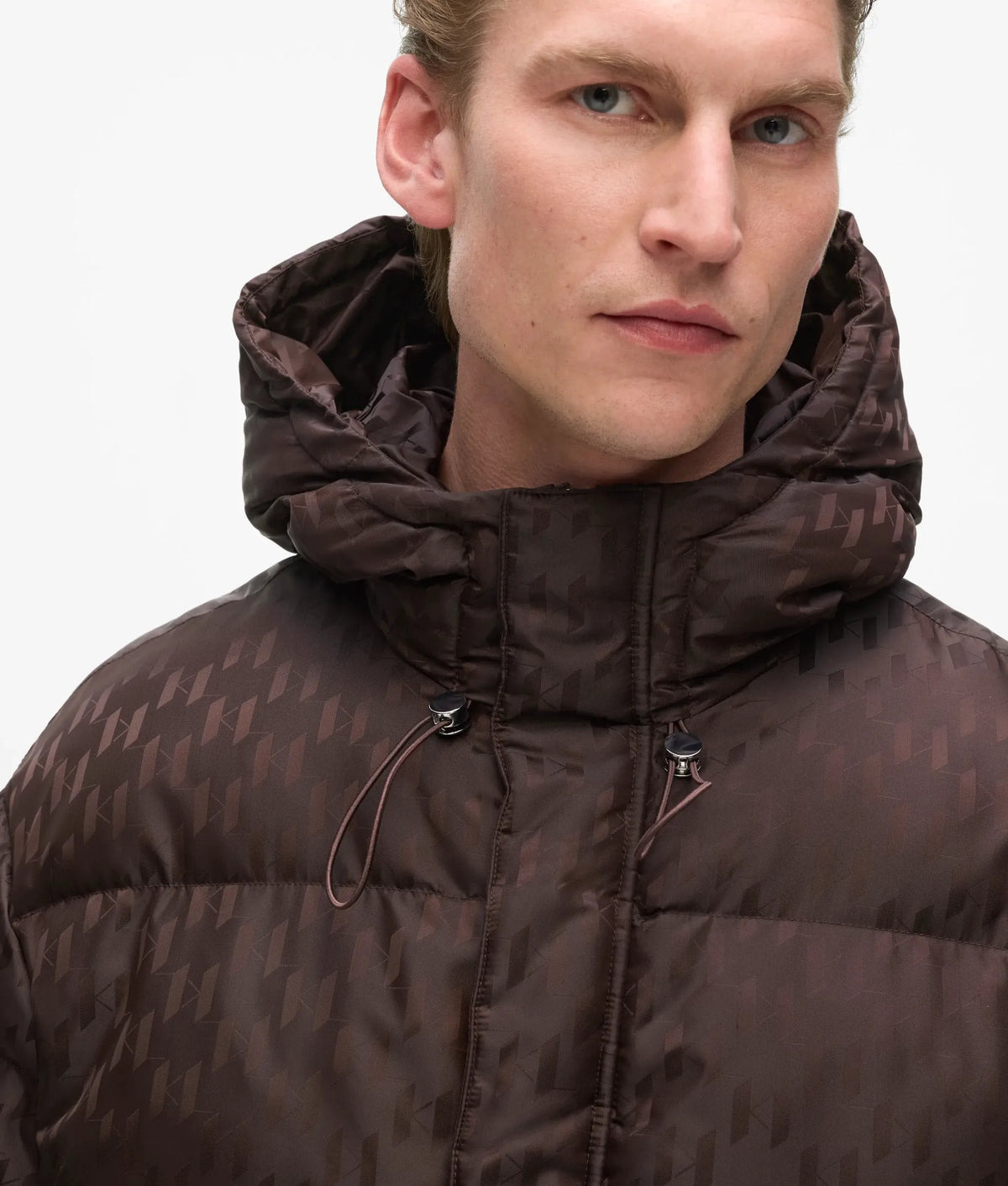 Monogram hooded puffer jacket