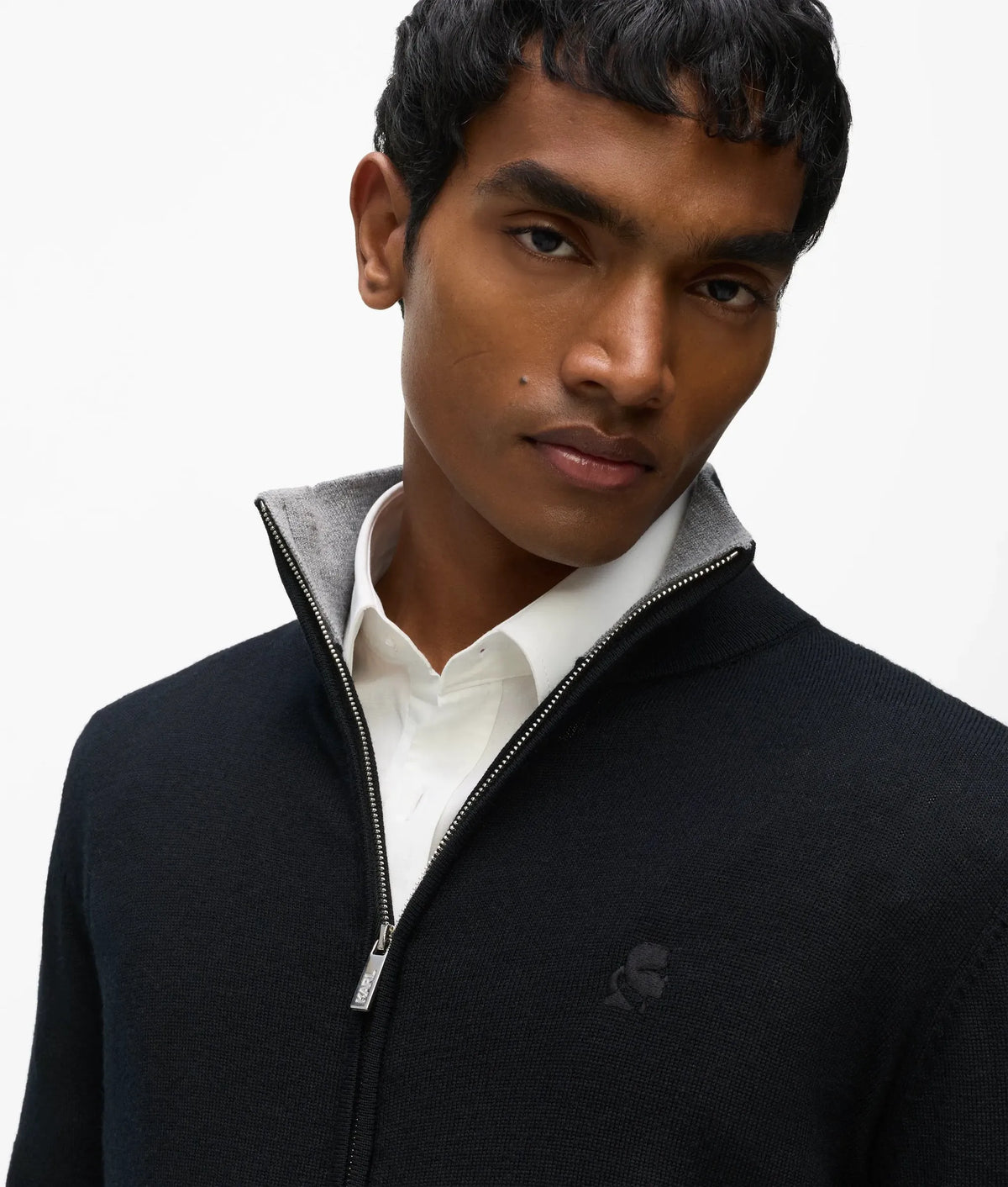 Wool zip-up cardigan