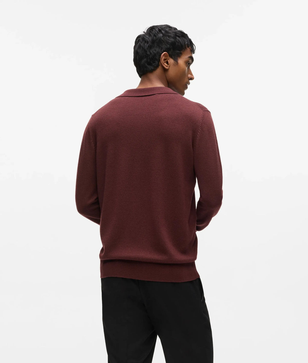 Wool long-sleeved polo shirt
