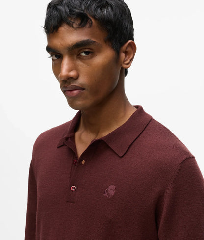 Wool long-sleeved polo shirt