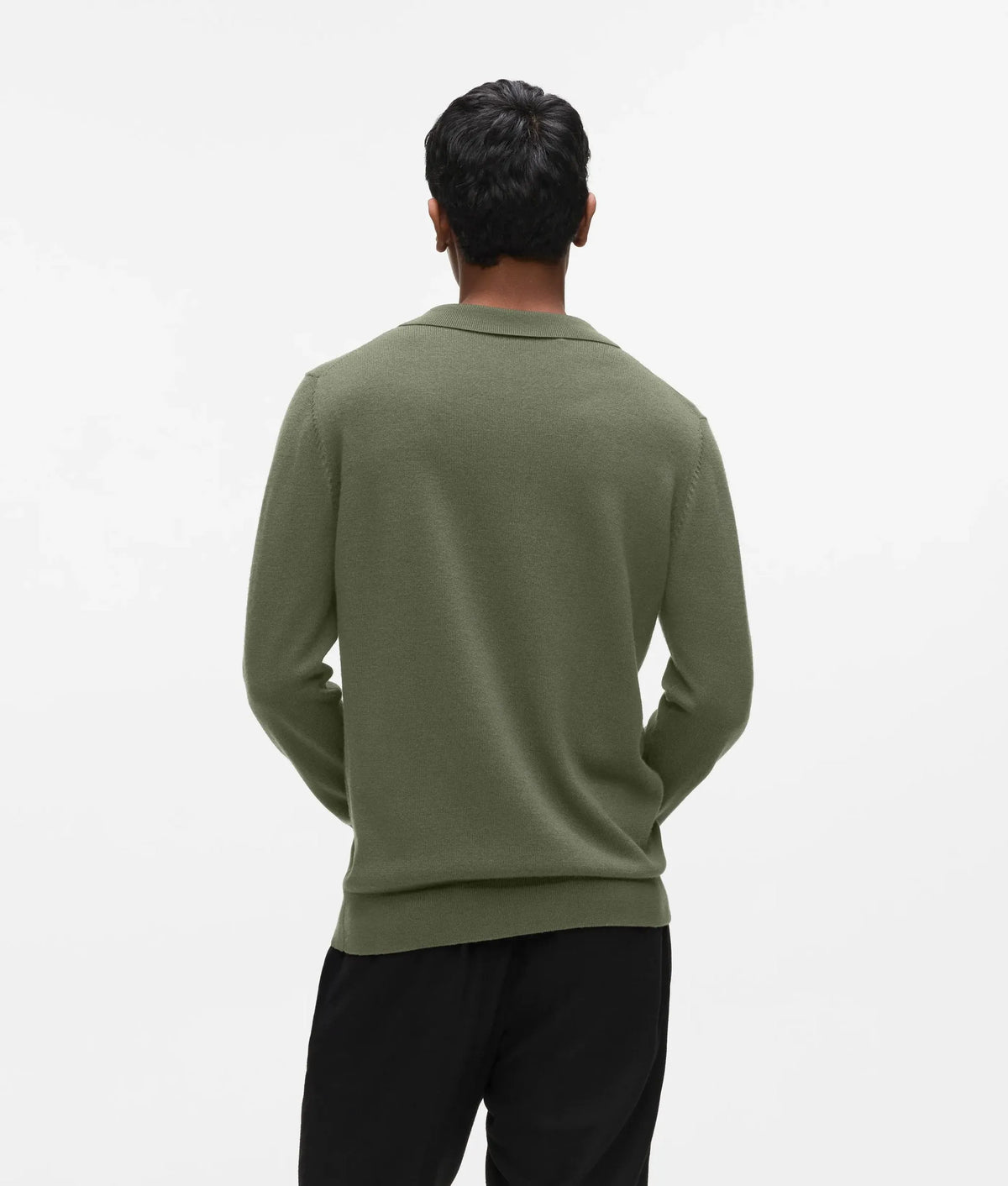 Wool long-sleeved polo shirt
