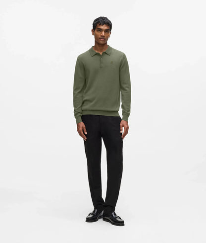 Wool long-sleeved polo shirt